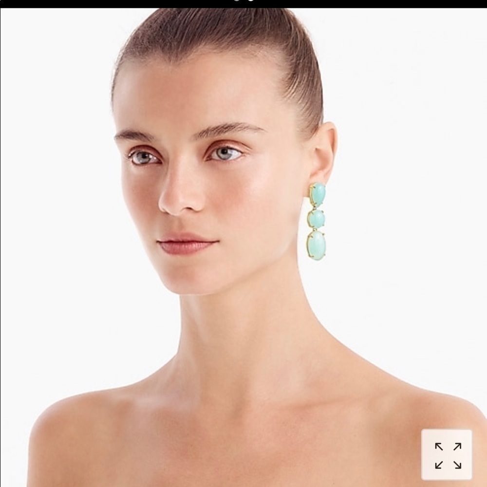 Jcrew white triple stone drop gold earrings wedding dressy event party - Picture 2 of 6